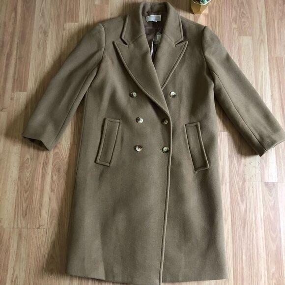 MICHAEL MICHAEL KORS Wool Blend Oversized Coat Dark Camel MF1202HF8P Women’s SM - Picture 2 of 14